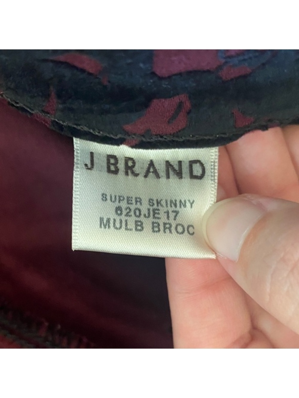 28 J Brand Mulberry Brocade Mid Rise Super Skinny Jeans - Picture 11 of 15